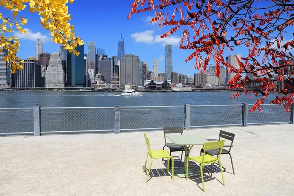 Podzim New Yorku Manhattan Mrakodrap Panorama — Stock fotografie