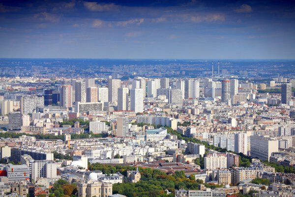 Paris, France - aerial metropolis view with skyscrapers.