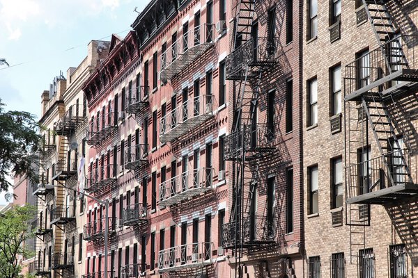 New York City, United States - old residential buildings in SoHo.