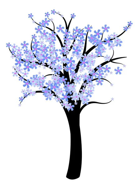 Modré květy strom — Stockový vektor