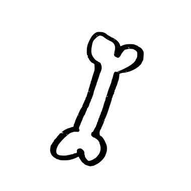 Simple bone drawing. Doodle style hand drawn object. Simple isolated outline.