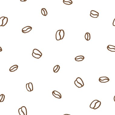 Coffee beans vector seamless pattern. Coffee bean doodle texture. Fashion print design.