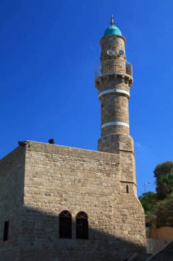 Yafa bölgesindeki Al-Bahr Camii. İsrail, Tel Aviv 'de bir dönüm noktası.
