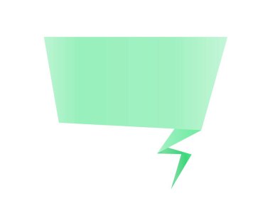 Yeşil origami konuşma balonu. Boş metin balonu tasarım ögesi - soyut geometrik vektör işareti.