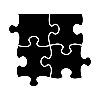 Bulmaca parçaları vektör izole nesne seti. Dört basit yapboz parçası. Düz tasarım.