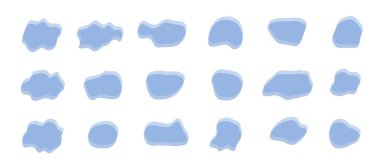 Soyut sıvı kütle şekli koleksiyonu. Organik kütle tasarım elementleri. Düz tasarım.