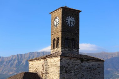 Cirokaster kalesi. Arnavutluk 'un Cirokaster Eski Kasabası. UNESCO Dünya Mirası.