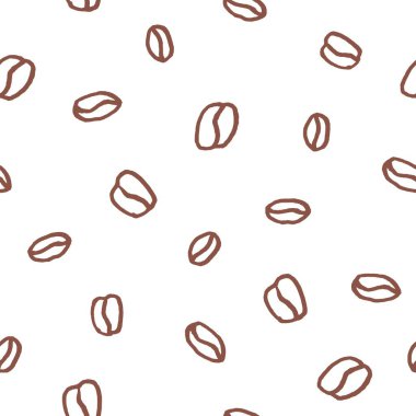 Coffee beans vector seamless pattern. Coffee bean doodle texture. Fashion print design.