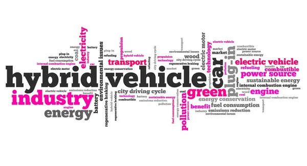 하이브리드 차량-단어 구름 — 스톡 사진