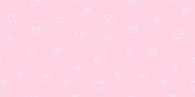 Kalp deseni pürüzsüz pembe vektör. Sevgililer Günü hediyesi kağıt kaplama tasarımı ve güzel el çizimi kalpler..