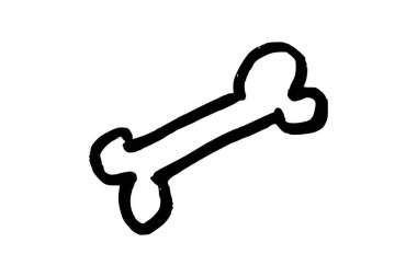 Basit bir kemik çizimi. Doodle tarzı el çizimi nesne. Basit izole edilmiş dış hat.