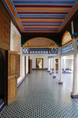 Marakeş, Fas 'taki Bahia Sarayı mimari detay görüntüsü.