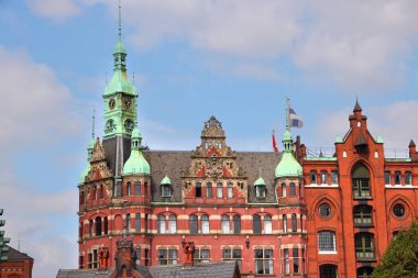 Hamburg, Almanya - Speicherstadt (Depo Bölgesi). Eski liman deposu.