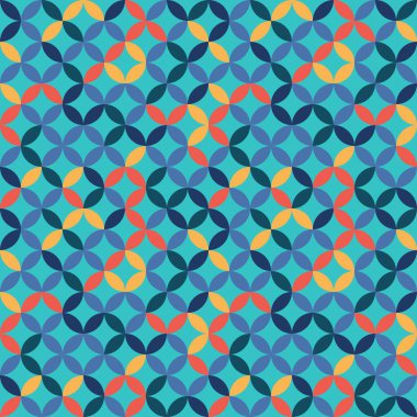 Geometrik desen. Birbirine bağlanan daireler ve ovaller soyut eski moda dokusu. Kusursuz desen.