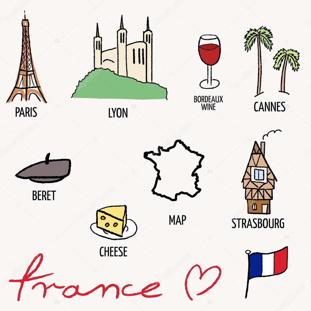 France landmarks vector