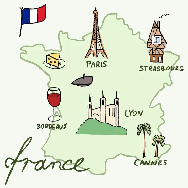 Francia mapa vector — Vector de stock