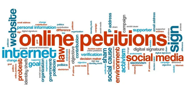 Інтернет петиції хмара слів — стокове фото