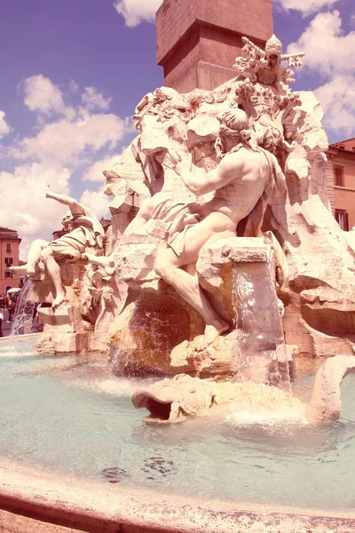 Filtered Rome - Navona Square fountain — Stock Photo, Image