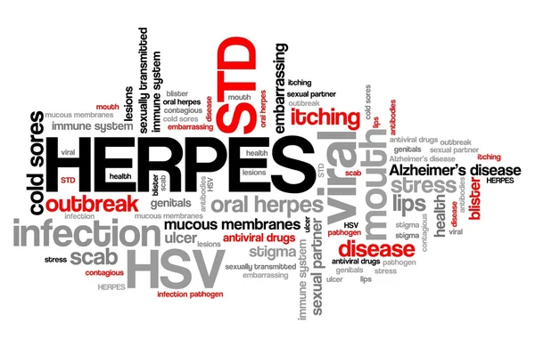 Nuvem de palavras herpes — Fotografia de Stock