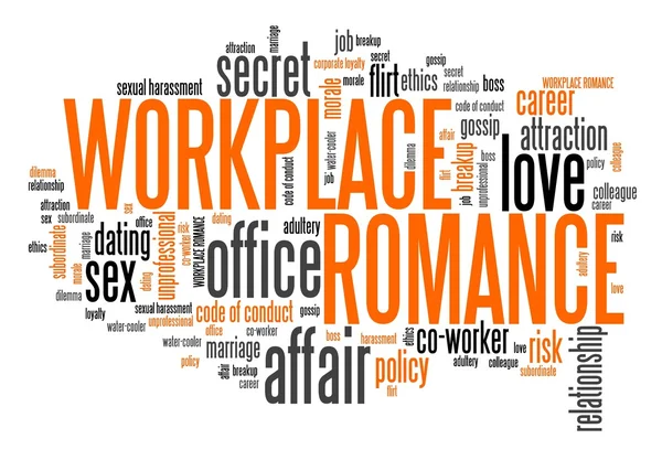 Romance en el lugar de trabajo - nube palabra — Foto de Stock