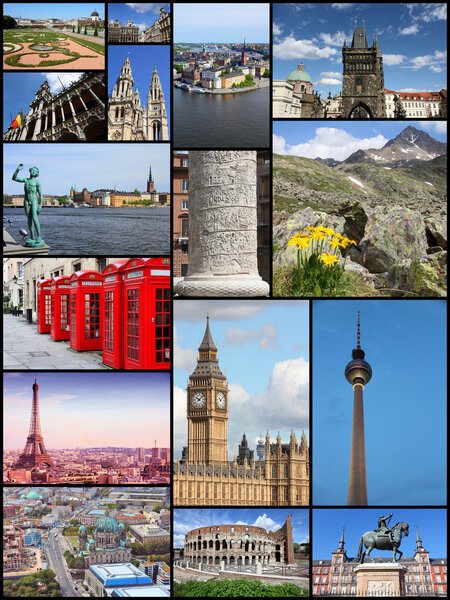 Europe travel collage