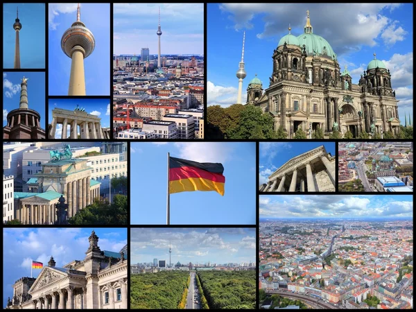 Berlin landmarks travel collage — Φωτογραφία Αρχείου