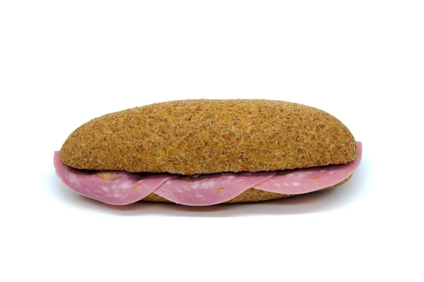 Sándwich Mortadella Pan Integral Español Casero — Foto de Stock