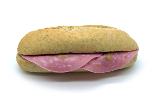 Mortadella Sandwich Auf Hausgemachtem Spanischem Vollkornbrot Namens Pitufo — Stockfoto