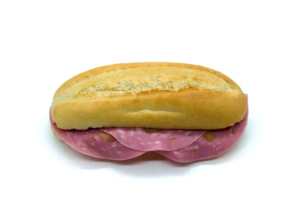 Mortadella Sandwich Auf Hausgemachtem Spanischem Fladenbrot Namens Pitufo — Stockfoto