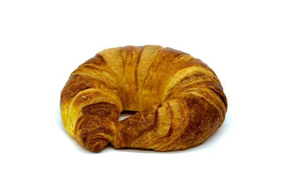 Yksi Leivonnaiscroissant Valkoisella Pohjalla — kuvapankkivalokuva