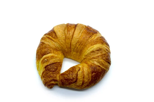 Yksi Leivonnaiscroissant Valkoisella Pohjalla — kuvapankkivalokuva