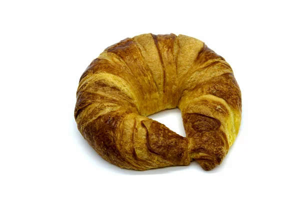Egyetlen Sütemény Croissant Fehér Backgroun — Stock Fotó