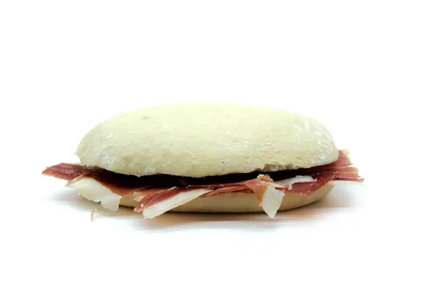 Iberian Ham Sandwich Homemade Small Brea — Stock Photo, Image