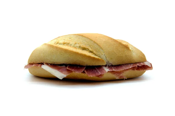 Sandwich Jamón Ibérico Sobre Pan Casero Pequeño — Foto de Stock