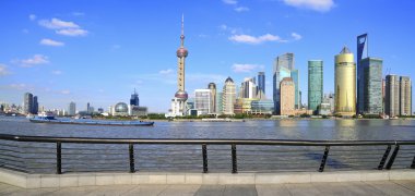  Shanghai bund Skyline of  panoramic clipart