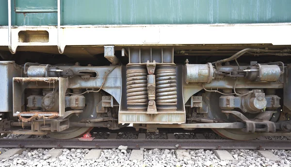 Utställning av gamla tåg chassi närbild — Stockfoto