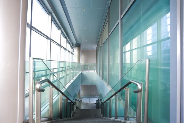 Building interior stairway with glass windows — Stock Photo, Image