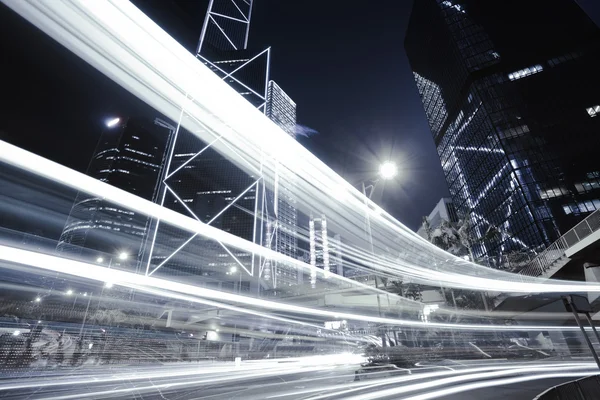 Weg licht paden op straatbeeld gebouwen in Hongkong — Stockfoto