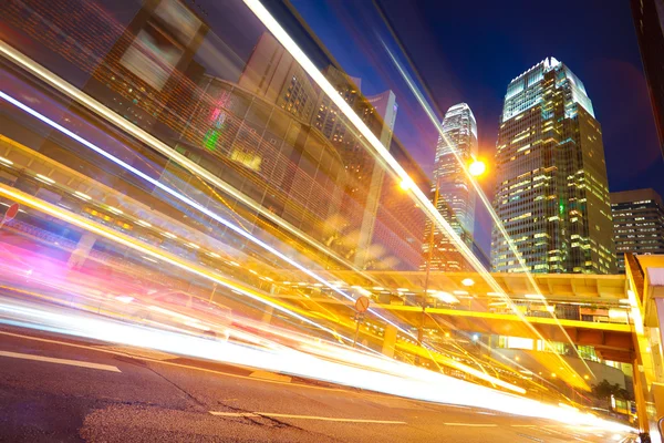 HongKong of modern landmark buildings backgrounds road light tra — Stock Photo, Image