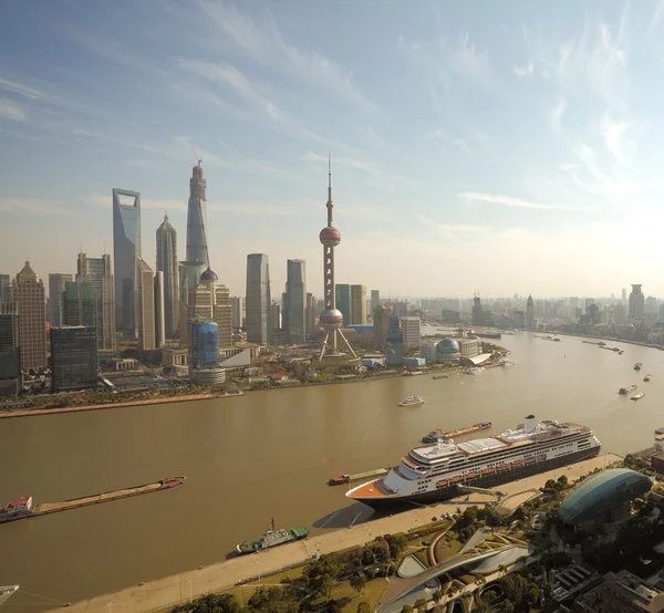 Flygfotografering Shanghais skyline — Stockfoto