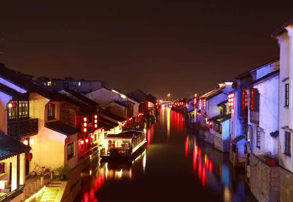 Het Grand Canal van Peking naar Hangzhou's nachts — Stockfoto