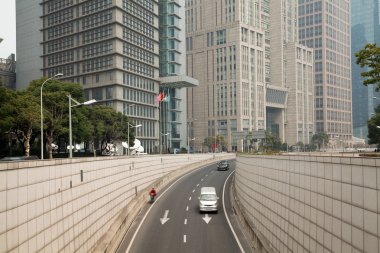 Shanghai Lujiazui modern binalar arka sokak