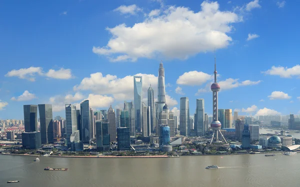 Aerial photography Shanghai skyline — Stock Photo, Image