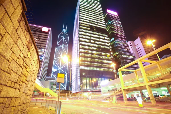 HongKong of modern landmark buildings backgrounds road light tra — Stock Photo, Image