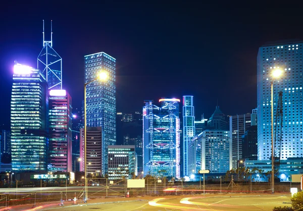 Nacht uitzicht op Hong Kong landmark — Stockfoto