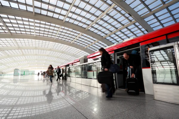 Metro in beijing T3 airport station — Stock Photo, Image