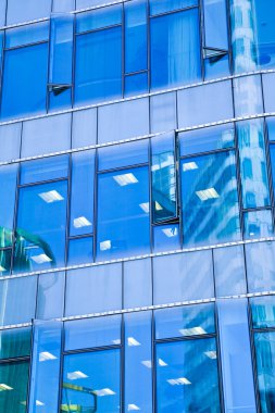 Modern ofis architectur mavi cam duvar arka planlar