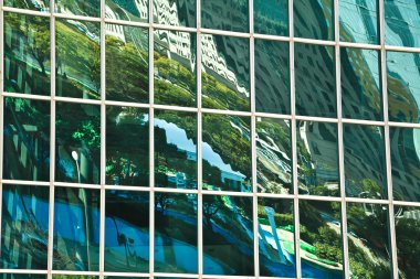 Modern ofis architectur mavi cam duvar arka planlar