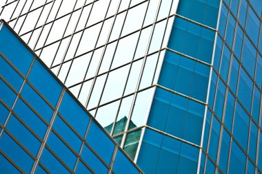 Modern ofis architectur mavi cam duvar arka planlar