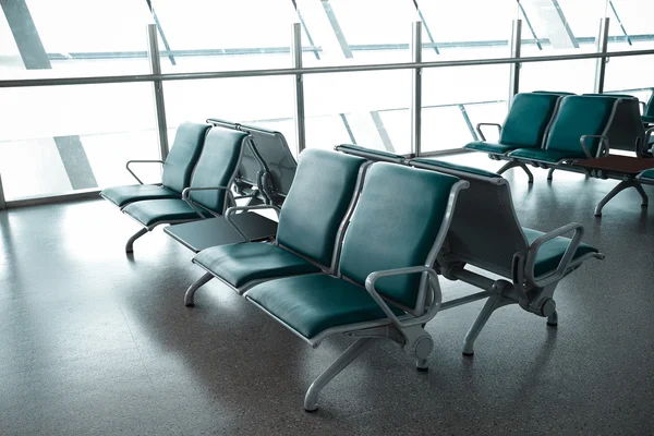French windows of the airport terminal chairs Royalty Free Stock Photos